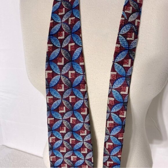 Vintage Forsyth Blue Red Geometric Print Tie - Picture 8 of 9